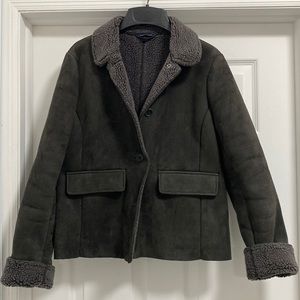 Lands End Sherpa suede jacket. Size S